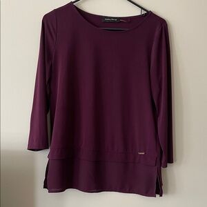 Dana Buchman Women's Deep Burgundy Long Sleeve Top